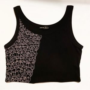 Shein Stick Figure Rib Knit Crop Top